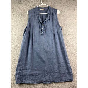 Alessia Pacini Made In Italy Women's  Size M Blue 100% Linen Midi Dress